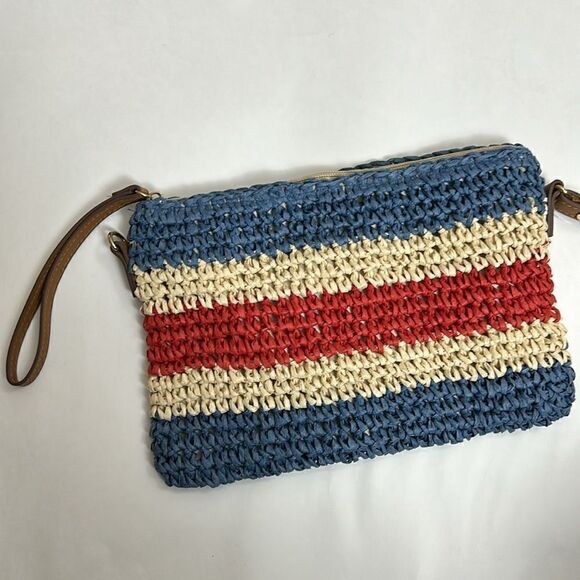 New INTERNATIONAL CONCEPT INC natural straw clutch wristlet crossbody bag - Picture 8 of 9